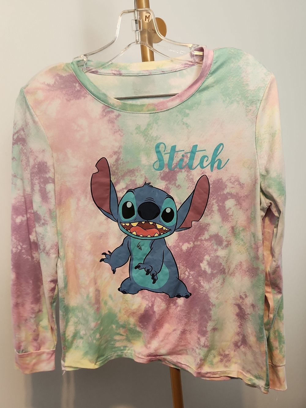Disney Stitch Tie-Dye Long Sleeve Top - Pastel Multicolor